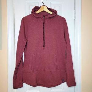L.L. Bean Hickory/Red Half-Zip Pullover